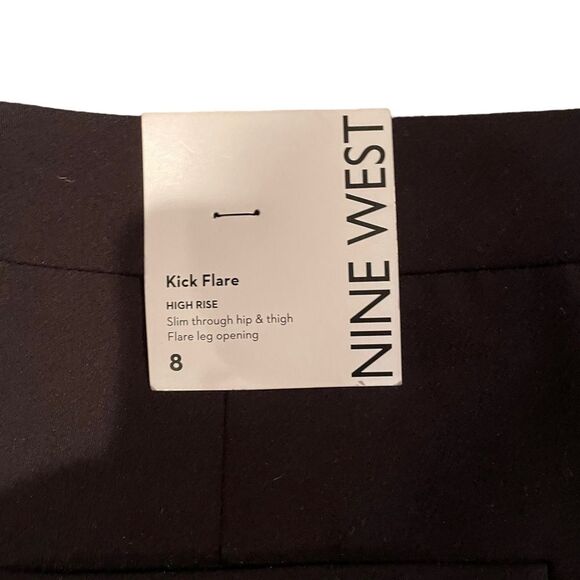 Brand New Nine West Kick Flare High Rise Suiting Pants size 8 in Dull Black - Picture 9 of 10